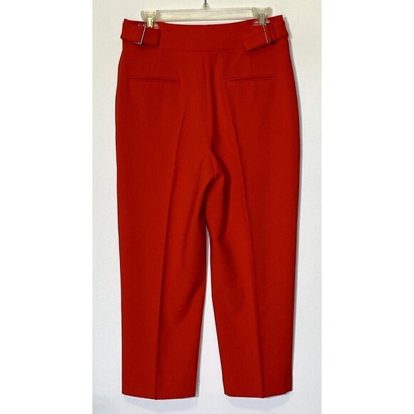 New Zara Red Wide Leg Stretch Culottes Crop Pants Trousers - Made in Spain - Picture 3 of 7
